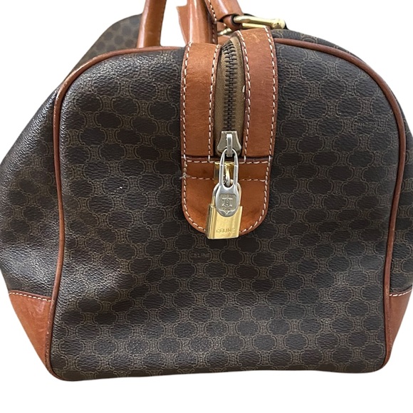 Celine | Authentic Brown Macadam Triomphe Canvas Travel Overnight Duffle Bag - Picture 3 of 13